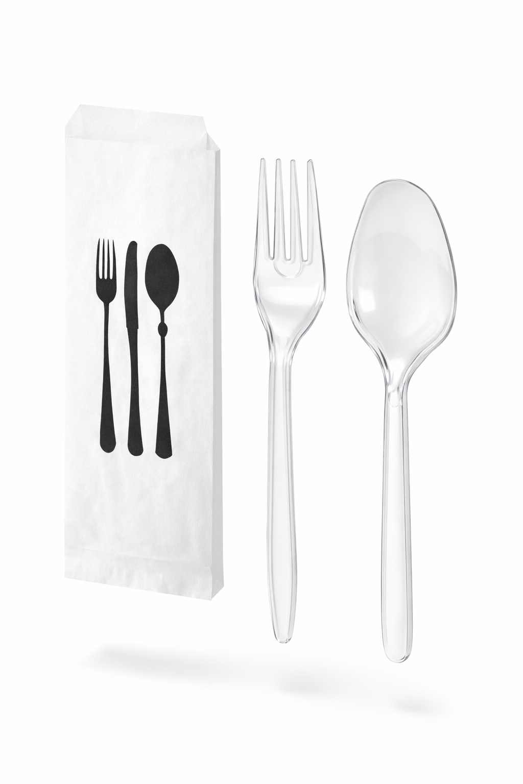50 Stück Mehrweg PlastikBesteckset 3 in 1 Gabel, Löffel Serviette einzeln verpackt 🚚 Versand mit GLS: 5,90 € deutschlandweit