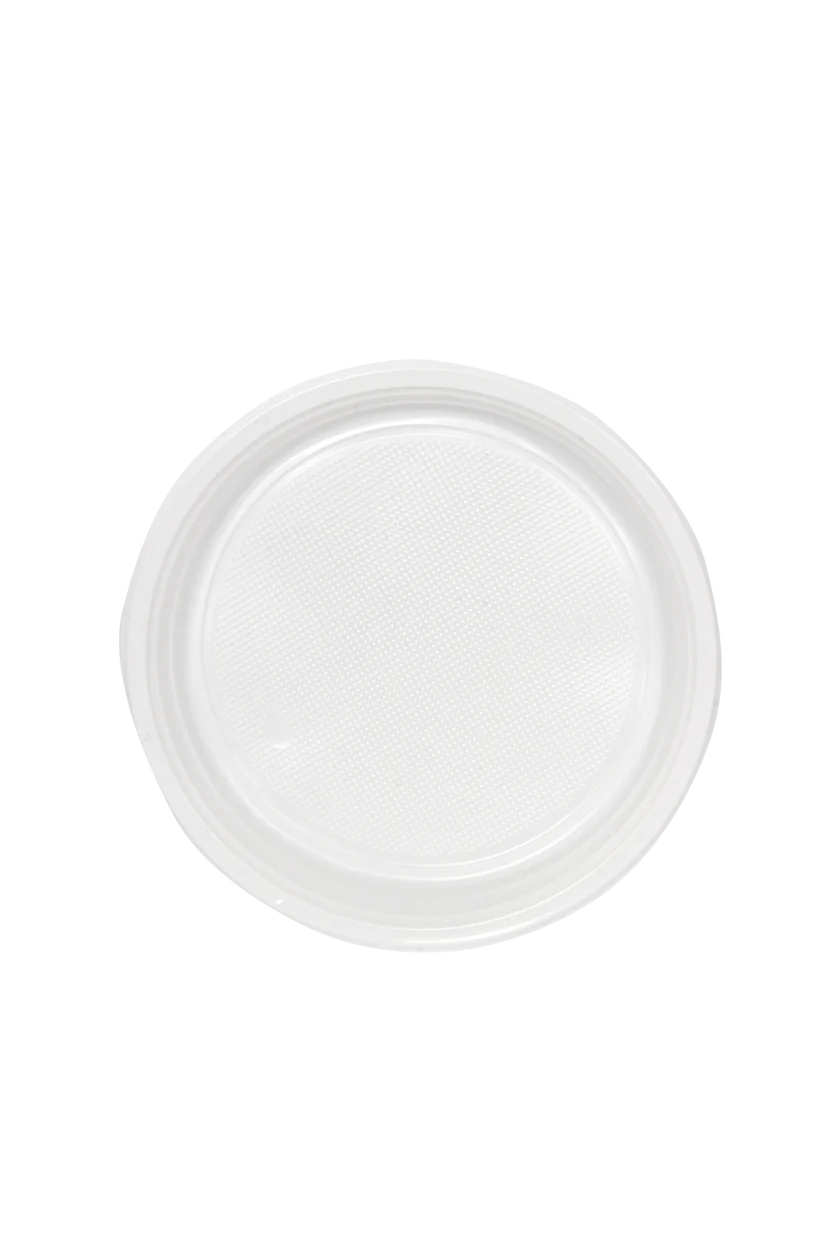 **50 Plastikteller 22cm - Weiß Rund - ungeteilt - Menüteller Plastik Teller