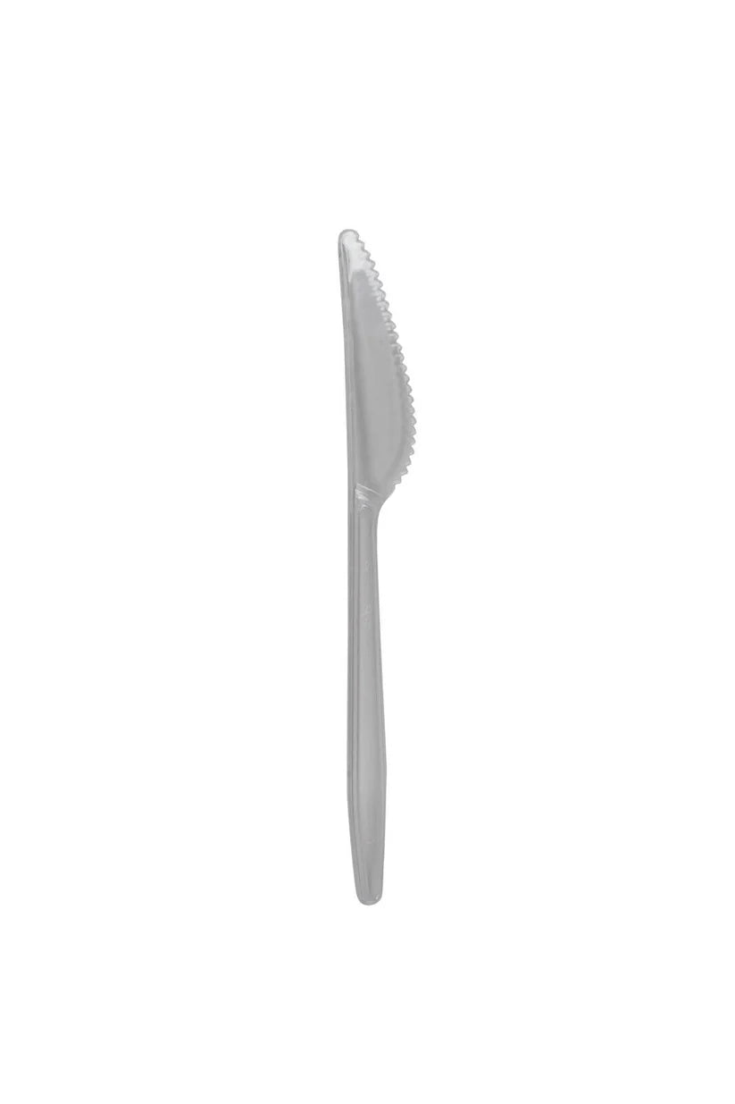 50 Stück Messer Plastikbesteck, Glasklar, Mehrwegbesteck