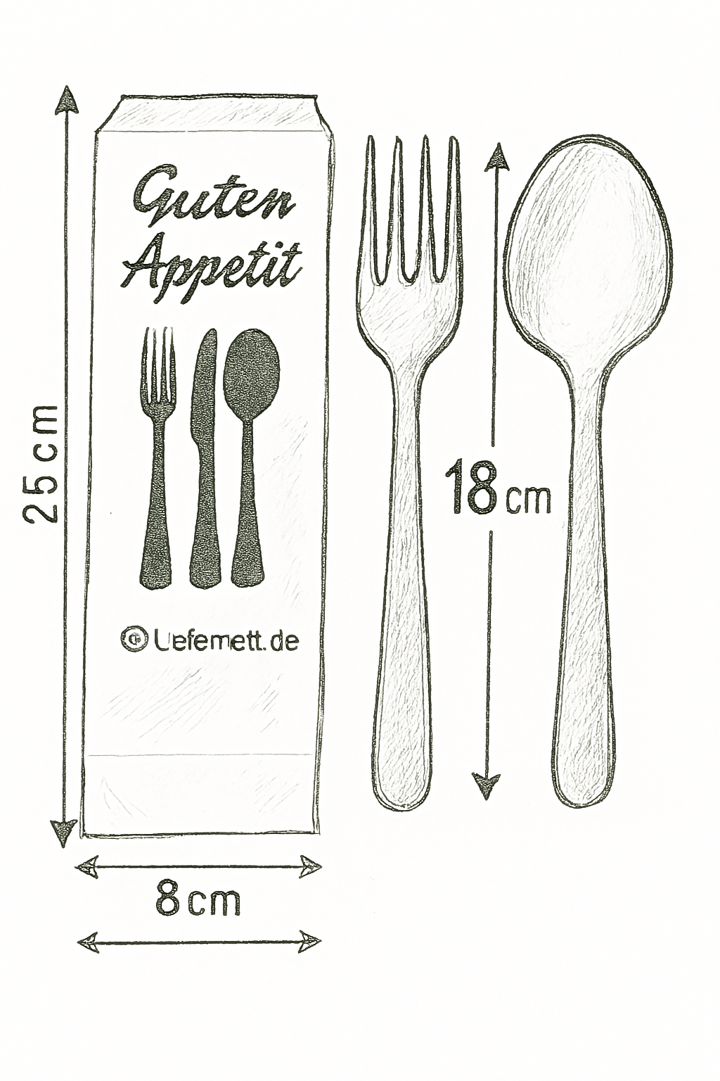 50 Stück Mehrweg PlastikBesteckset 3 in 1 Gabel, Löffel Serviette einzeln verpackt