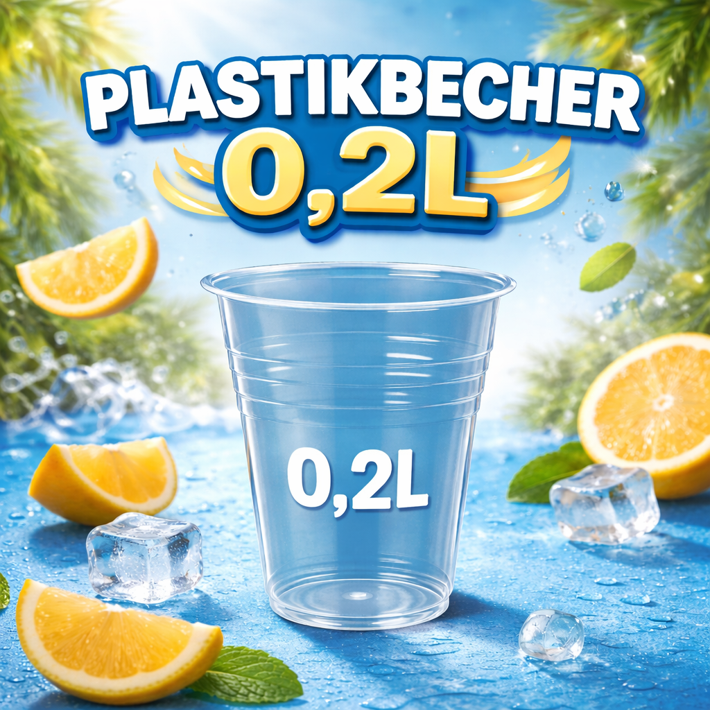 *100 Trinkbecher Ausschankbecher Plastikbecher glasklar 0,2 Liter 🚚 Versand mit GLS: 5,90 € deutschlandweit