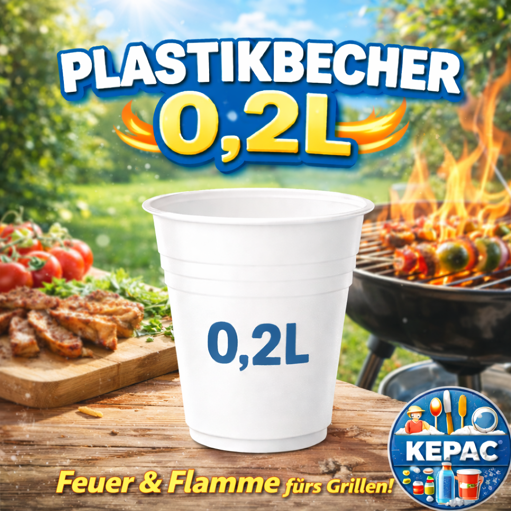*100 Trinkbecher Ausschankbecher Plastikbecher weiß 0,2 Liter 🚚 Versand mit GLS: 5,90 € deutschlandweit