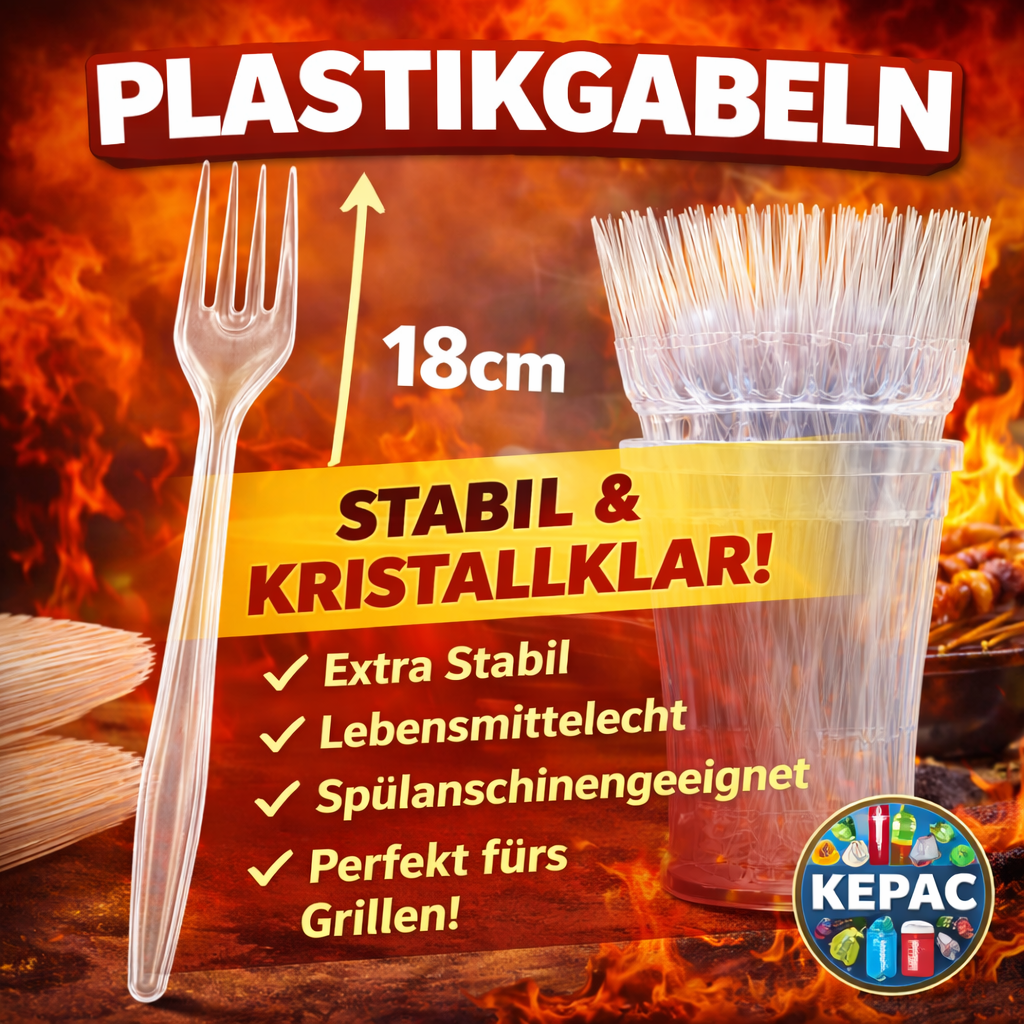 2000 Stück Gabeln Plastikbesteck, Glasklar, Mehrwegbesteck 🚚 Versand mit GLS: 5,90 € deutschlandweit