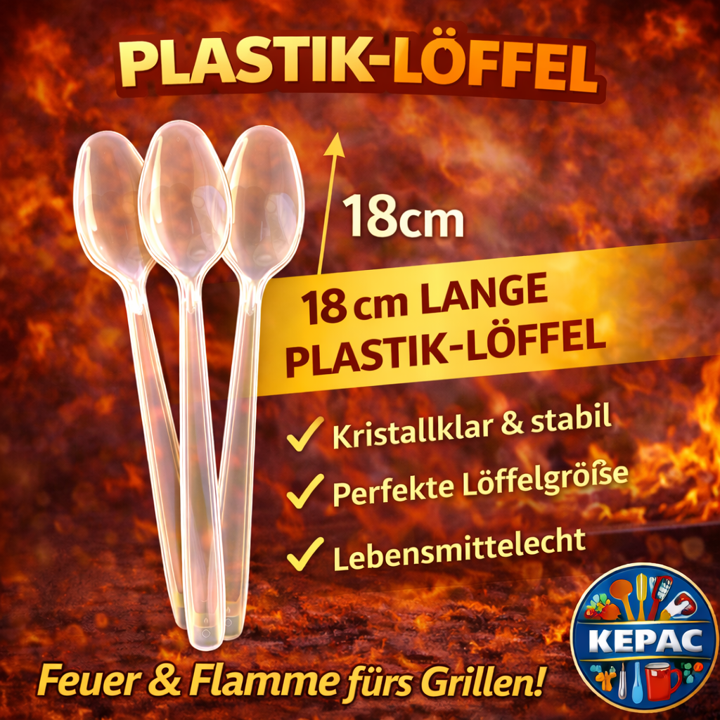 50 Stück Löffel Plastikbesteck, Glasklar, Mehrwegbesteck 🚚 Versand mit GLS: 5,90 € deutschlandweit