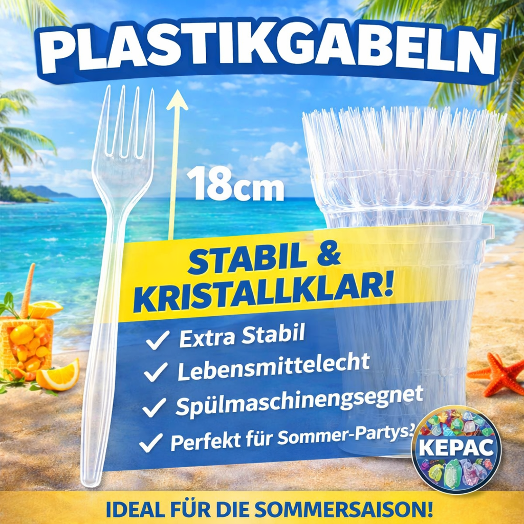 50 Stück Gabeln Plastikbesteck, Glasklar, Mehrwegbesteck 🚚 Versand mit GLS: 5,90 € deutschlandweit