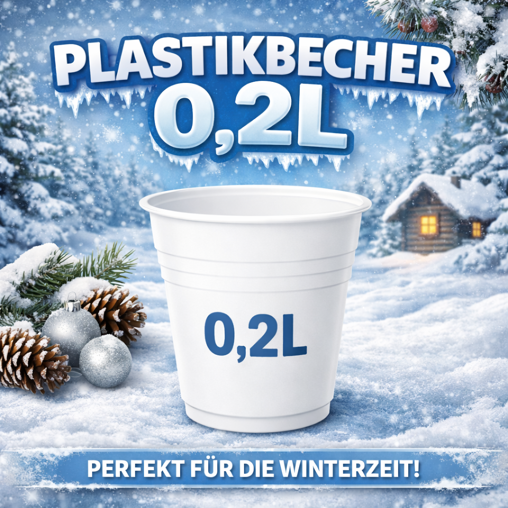 *100 Trinkbecher Ausschankbecher Plastikbecher weiß 0,2 Liter 🚚 Versand mit GLS: 5,90 € deutschlandweit