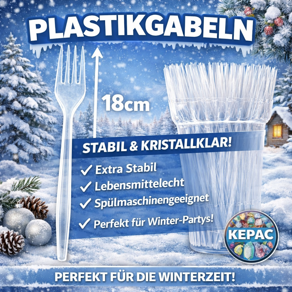 2000 Stück Gabeln Plastikbesteck, Glasklar, Mehrwegbesteck 🚚 Versand mit GLS: 5,90 € deutschlandweit