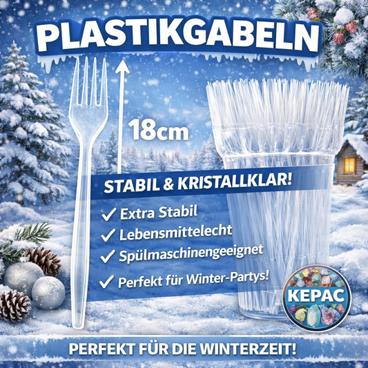 2000 Stück Gabeln Plastikbesteck, Glasklar, Mehrwegbesteck 🚚 Versand mit GLS: 5,90 € deutschlandweit