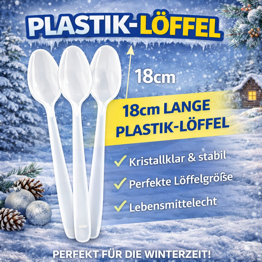 50 Stück Löffel Plastikbesteck, Glasklar, Mehrwegbesteck 🚚 Versand mit GLS: 5,90 € deutschlandweit