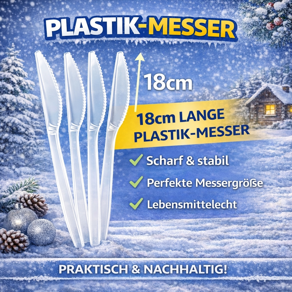 50 Stück Messer Plastikbesteck, Glasklar, Mehrwegbesteck 🚚 Versand mit GLS: 5,90 € deutschlandweit
