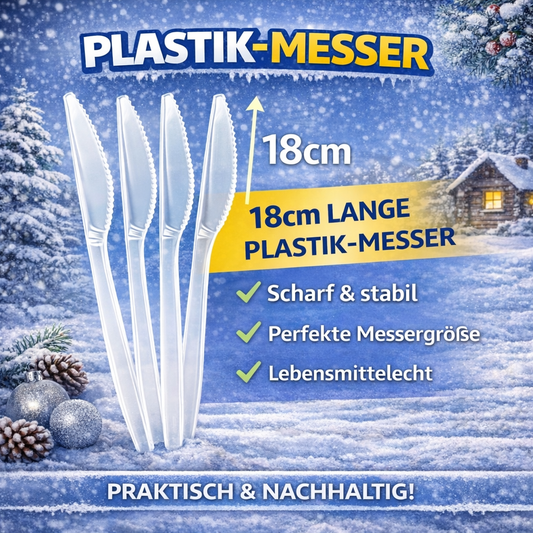 50 Stück Messer Plastikbesteck, Glasklar, Mehrwegbesteck 🚚 Versand mit GLS: 5,90 € deutschlandweit