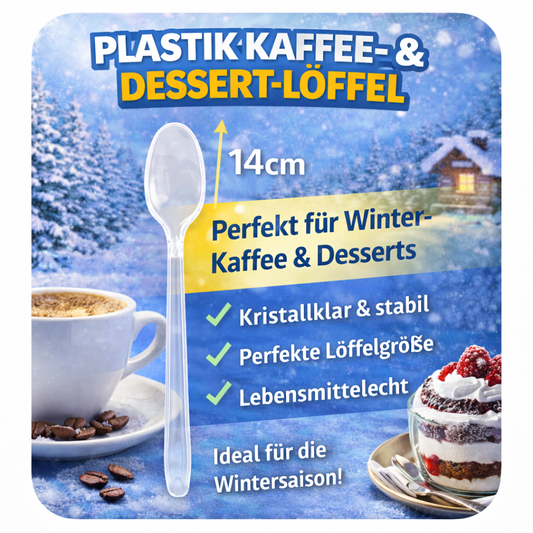 200 Stück Dessert, Eis,Kaffeelöffel, Plastik Glasklar Mehrweg 14 cm 🚚 Versand mit GLS: 5,90 € deutschlandweit