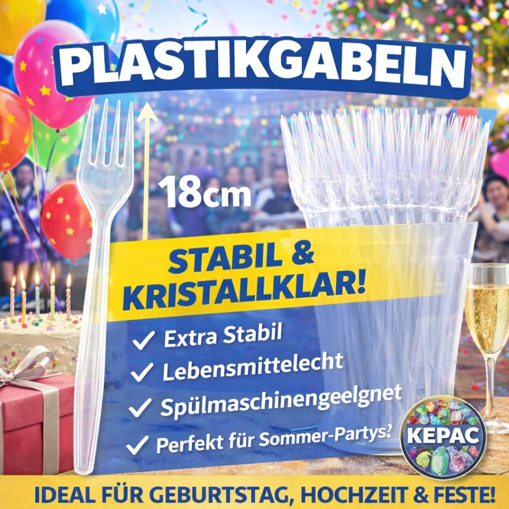 2000 Stück Gabeln Plastikbesteck, Glasklar, Mehrwegbesteck 🚚 Versand mit GLS: 5,90 € deutschlandweit