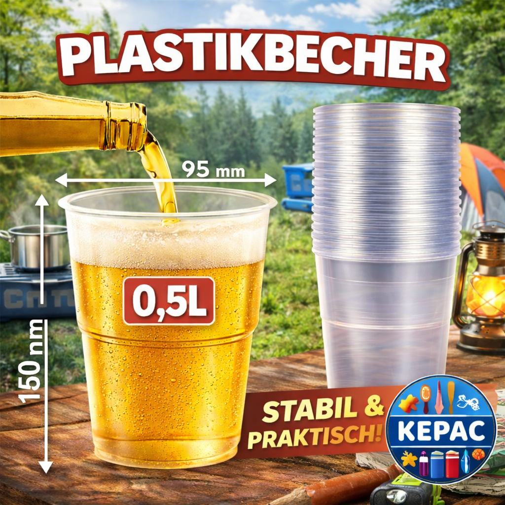 *50 stk. 0.5L Trinkbecher Bierbecher Plastik mehrwegbecher 🚚 Versand mit GLS: 5,90 € deutschlandweit