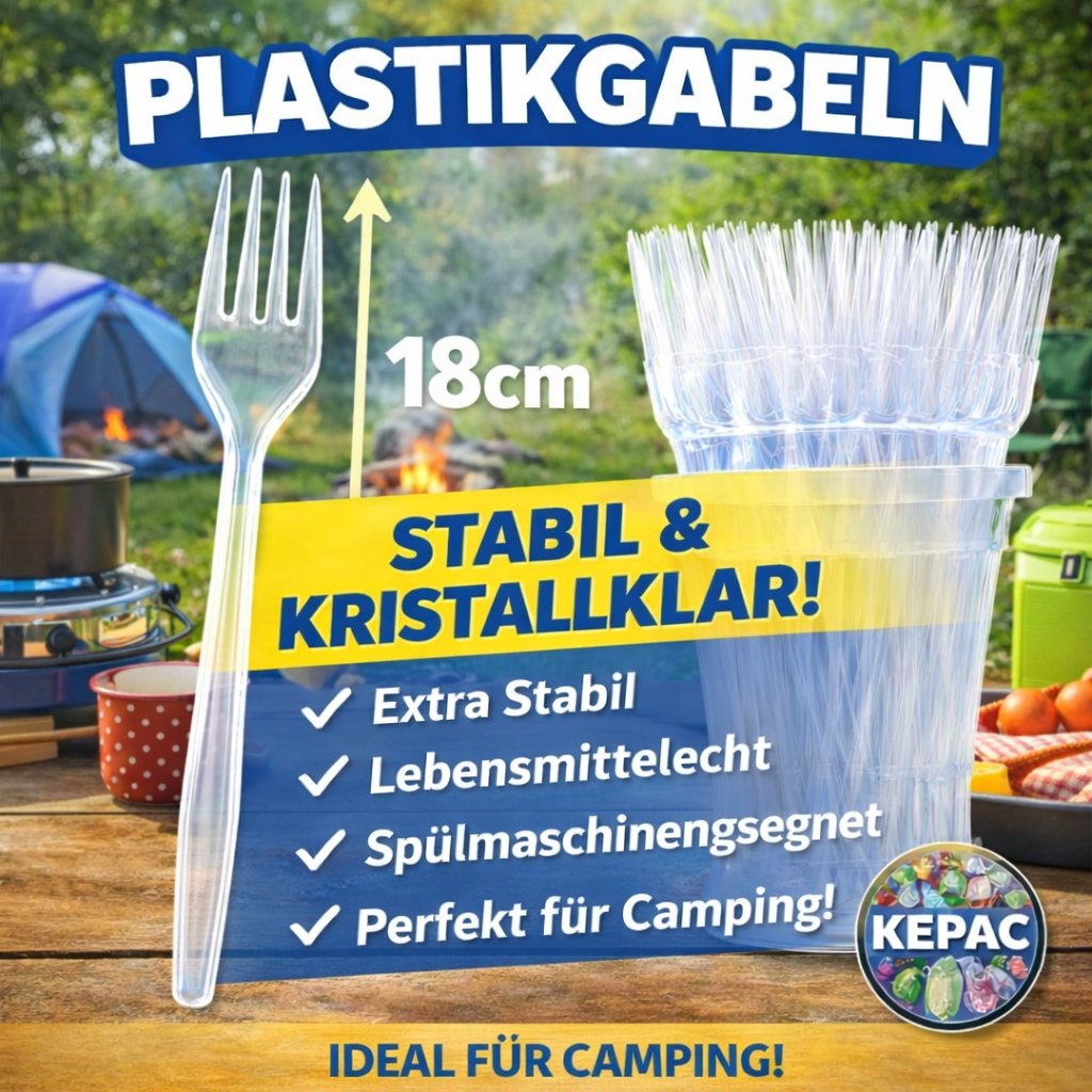 50 Stück Gabeln Plastikbesteck, Glasklar, Mehrwegbesteck 🚚 Versand mit GLS: 5,90 € deutschlandweit