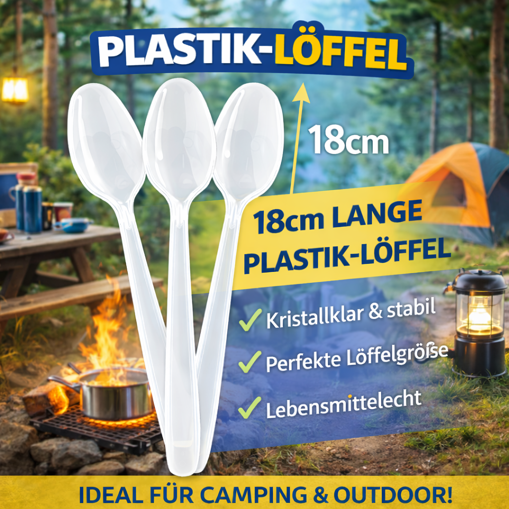 50 Stück Löffel Plastikbesteck, Glasklar, Mehrwegbesteck 🚚 Versand mit GLS: 5,90 € deutschlandweit