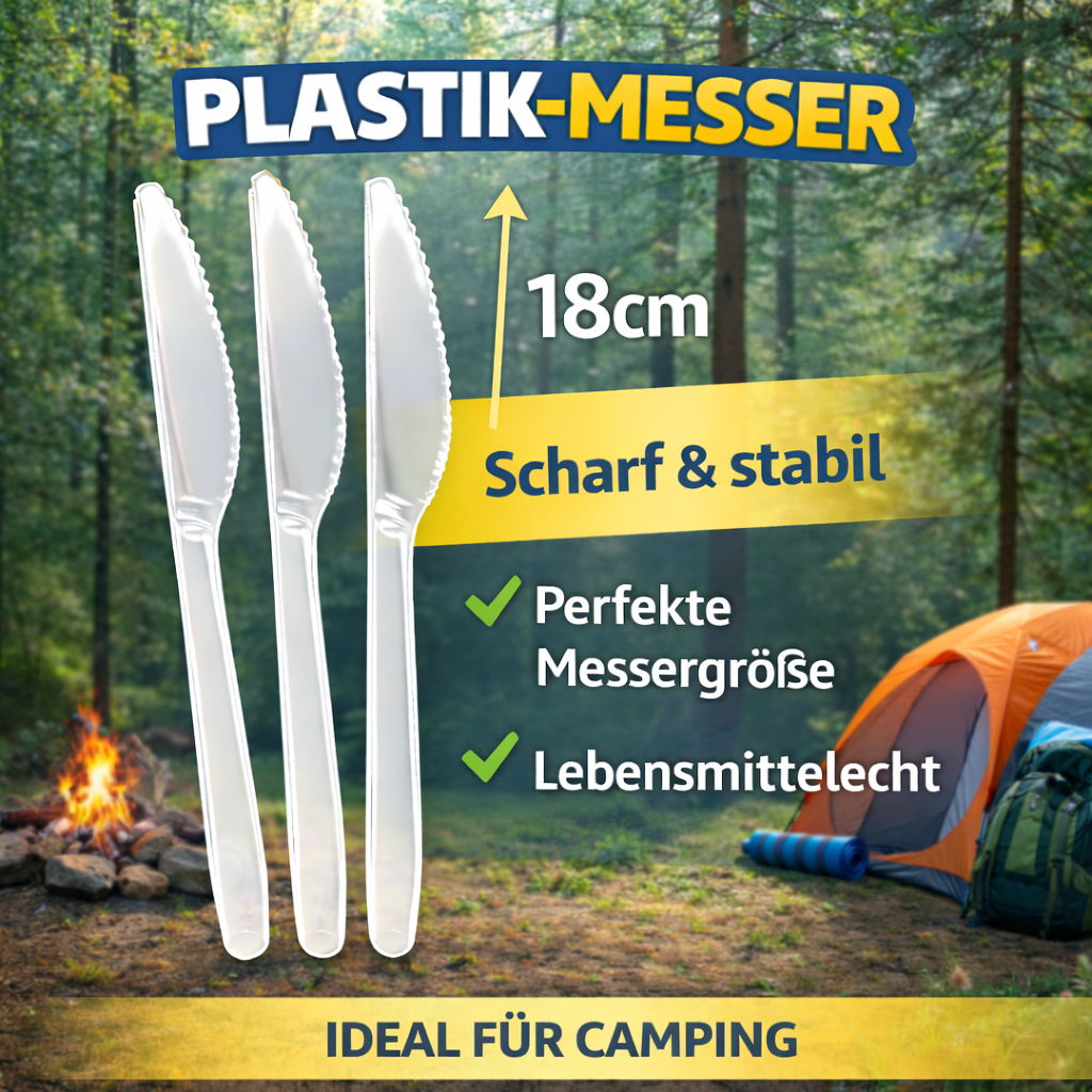 50 Stück Messer Plastikbesteck, Glasklar, Mehrwegbesteck 🚚 Versand mit GLS: 5,90 € deutschlandweit