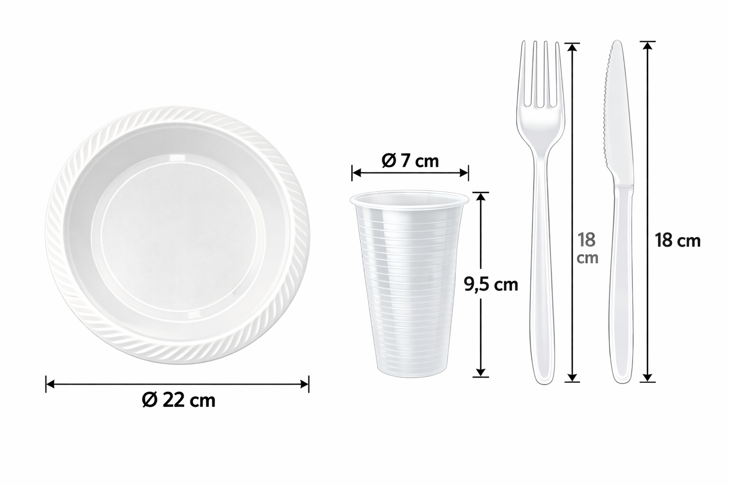 Party SET: Je 100 mehrweg Plastikteller,Gabel,Messer,Becher 🚚 Versand mit GLS: 5,90 € deutschlandweit