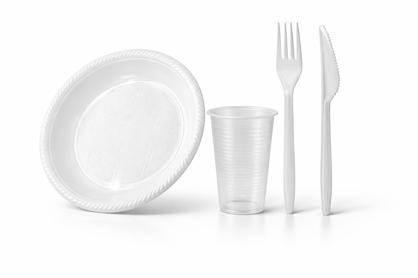 Party SET: Je 100 mehrweg Plastikteller,Gabel,Messer,Becher 🚚 Versand mit GLS: 5,90 € deutschlandweit