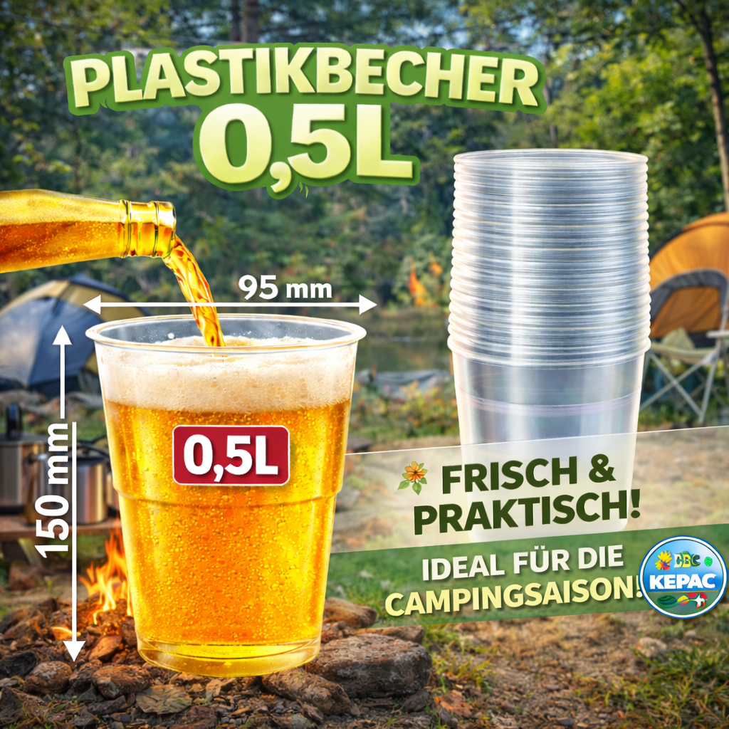 ***50 stk. 0.5L Trinkbecher Bierbecher Plastik mehrwegbecher 🚚 Versand mit GLS: 5,90 € deutschlandweit
