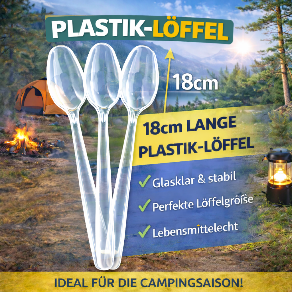 50 Stück Löffel Plastikbesteck, Glasklar, Mehrwegbesteck 🚚 Versand mit GLS: 5,90 € deutschlandweit