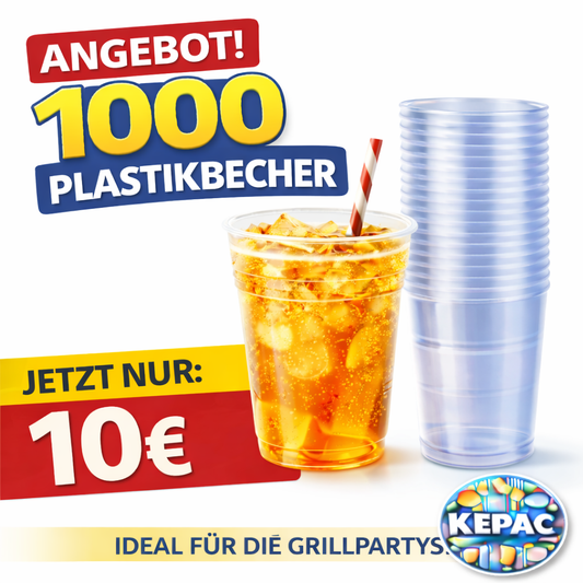 ****1000 Trinkbecher Ausschankbecher Plastikbecher glasklar 0,2 l 🚚 Versand mit GLS: 5,90 € deutschlandweit