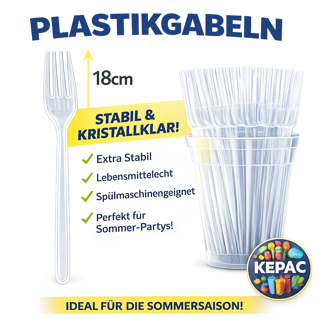 50 Stück Gabeln Plastikbesteck, Glasklar, Mehrwegbesteck 🚚 Versand mit GLS: 5,90 € deutschlandweit