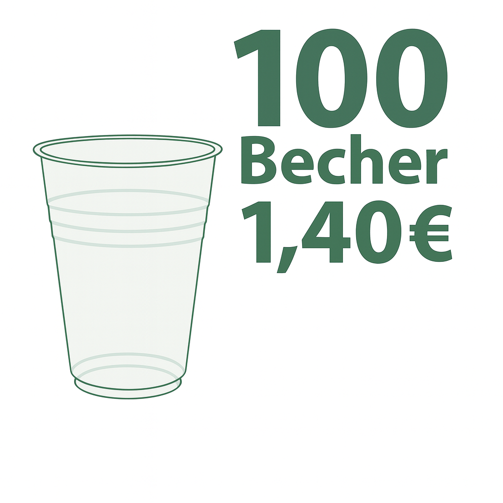 ..100 Trinkbecher Ausschankbecher Plastikbecher glasklar 0,2 l